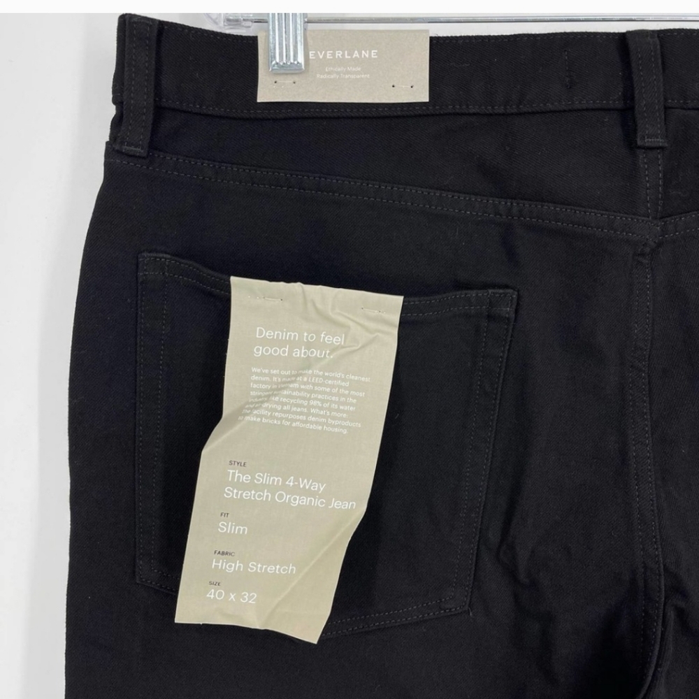 Everlane Uniform The Slim 4 Way Stretch Organic Jean Black 40x32 NWT J67